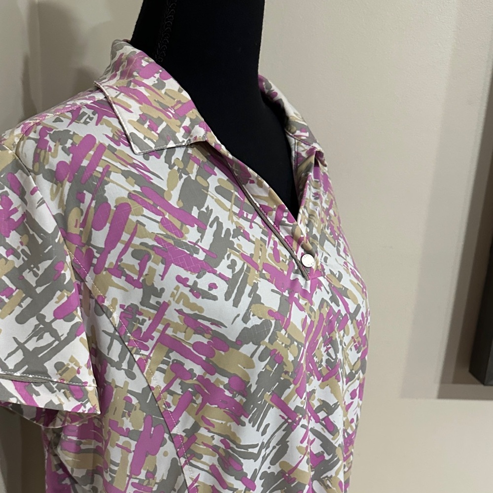 *Tail* Short Sleeve Button-Down Top Multicolor Ab… - image 4